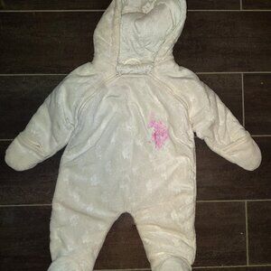 Ralph Lauren POLO White With Pink Stitch Winter Snow Suit 6 to 9 Months Baby